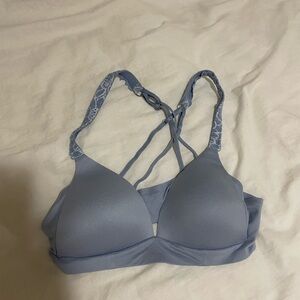 aerie Pale Blue Lace-Trim Wireless Bralette